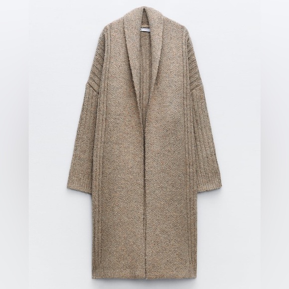 Zara Jackets & Blazers - Zara Beige Rib Knit Coat